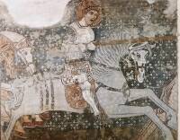 12. Szent Lszl lovon. Rszlet a szkelyderzsi falkprl, 1419 (Msolat)