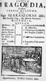 A nvetlen comico-Tragoedia egyik 18. sz.-i kiadsnak cmlapja. A jtk egyik felvonsa folklorizldva szzadunkig fennmaradt („rdgfarsangos” Cskban)