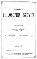 A Magyar Philosophiai Szemle VIII. vfolyam, III-IV. fzete (1889)