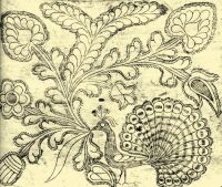 262. A peacock with a flowering bough, detail of a mirror-case.