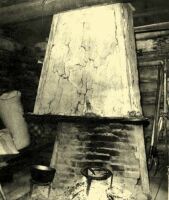 66. Open fireplace with chimney