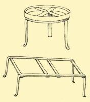 Fig. 136. Tripod for a pot when cooking on an open fire and a similar four-legged stand.