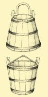 Fig. 138. Wooden buckets for dipping into water and for storing water.