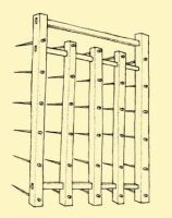 Fig. 71. Harrow, a wooden frame with iron teeth.