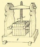 Fig. 94. A winepress functioning through a wooden screw in its centre.