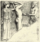 601. Hesperida, Heracles s Atlas. Az olympiai Zeus-templom metoponja.