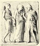 606. Hermes, Eurydice s Orpheus (relief, Npoly, Nemzeti Mzeum).