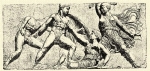 660. Grgk s Amazonok harcza. Relief (London, British Museum).